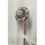 A Victorian stick pin with diamond cluster terminal (i.c.)