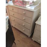 A painted Victorian pine chest of two short and three long drawers with washstand top