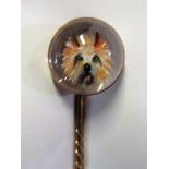 A Victorian Essex glass stick pin dogs' head (i.c.)