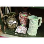 A Wood green jug, Burleigh jug, Satsuma vase and Royal Winton