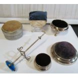 Various silver hat pin holders or items converted to hat pin holders