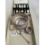 Six silver spoons (i.c.), sifter spoon and other silver