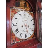 A 19th Century mahogany longcase clock painted dial and 8 day strike movement with weight and