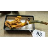 A Meerschaum style pipe dog chasing cow (a/f)