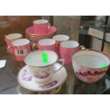 Six Copelands pink and gilt coffee cups and saucers (one slightly a/f), Royal Worcester '