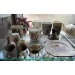 An enamel 1837 Queen Victoria commemorative beaker, other commemorative and crested china