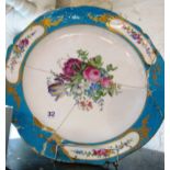 A large Sevres plate (to be restored)