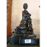 A modern bronze mother and child