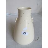 A Susie Cooper 1930's tapered white vase with red dot design impressed mark to base