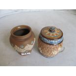 A Doulton tobacco jar (a/f) and vase