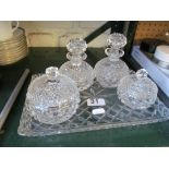 A glass dressing table set (a/f)