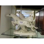 A German porcelain group two running horses (a/f)