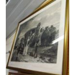 A large Edwardian black and white print Claude Duval