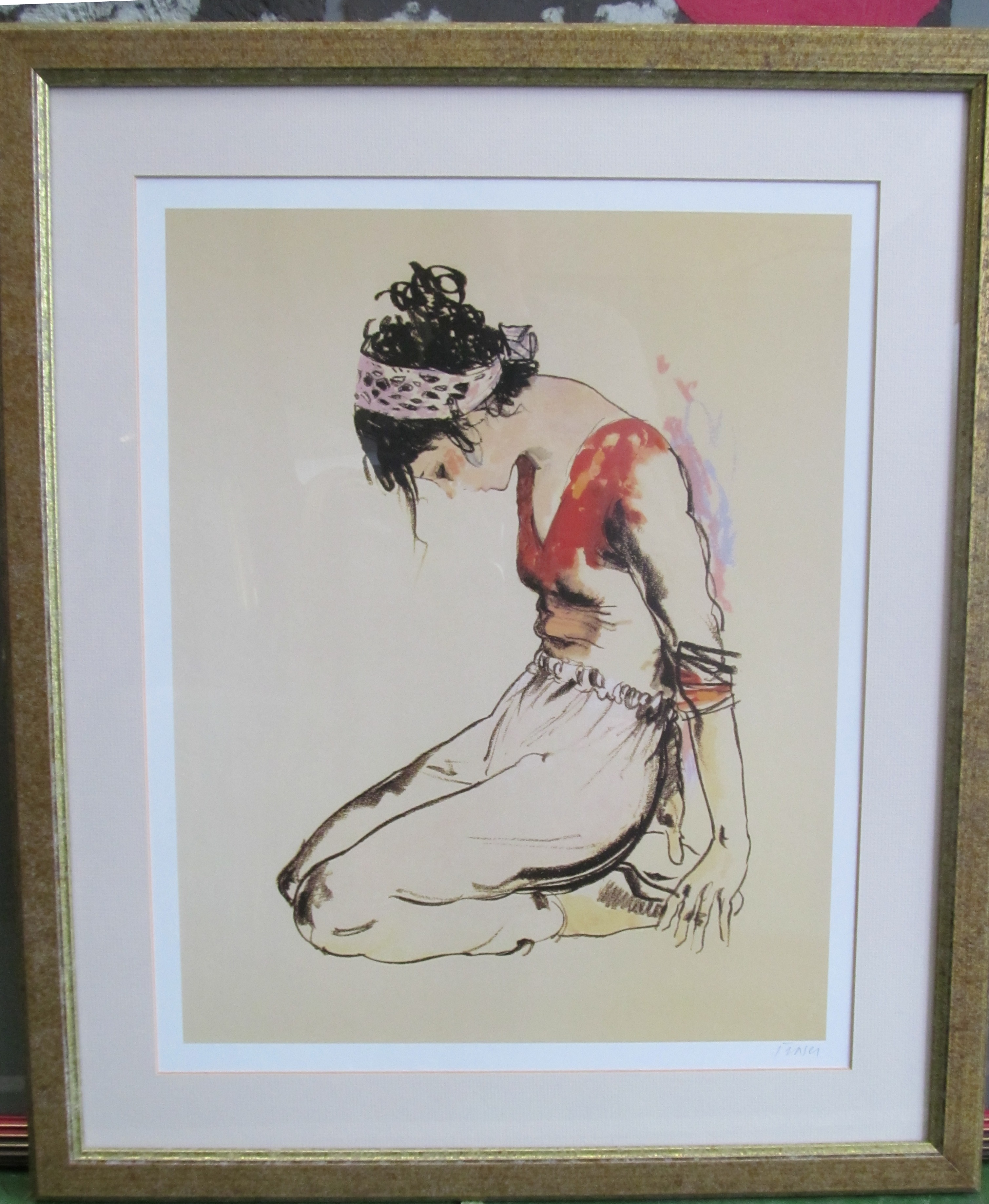 A print kneeling dancers