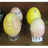 Four handpainted marble eggs