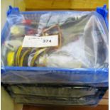 Three boxes of aeroplane motors, fuel tanks, propellers, engines, glow plugs, undercarriages and