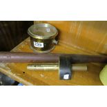 A truncheon, Milli-amps instrument and a brass and treen tool