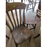 An oak octagonal table and 19th Century kitchen chair