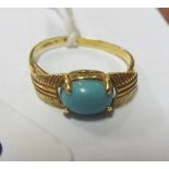 An 18ct gold ring set turquoise
