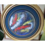 A Circular meal plaque framed