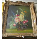 PETER F. FULLER - oil on board still life vase of flowers, signed and dated 1953 framed