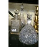 Three glass decanters