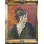 An oil portrait of a lady
