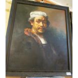 After Rembrandt oil on canvas portrait of a gentleman framed