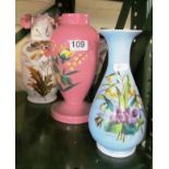 Three decorative glass vases