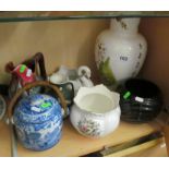 A modern Oriental vase, Aynsley bowl, swan, glass bowl, Jasperware vase (a/f), Copeland Spode blue