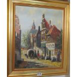 H. TEN HOEVEN - oil continental street scene