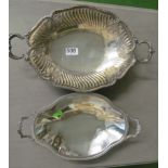 A plated two handled shaped bowl shell design and beaded border and another shell and fluted
