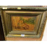 A Victorian watercolour two children playing with water in gilt frame