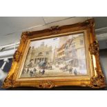 Louise Rayner - print busy market place in gilt frame