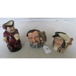 A Royal Doulton character jug Falstaff, another Merlin and another Athos