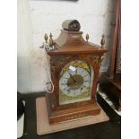 A walnut mantel clock eight day striking movement, marked Lenzkirch