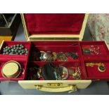 Various costume jewellery in jewellery box