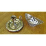 A Tiffany & Co. sterling silver chamberstick and a small bowl