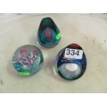 Three Caithness paperweights Fujiyama 47/650, Saladin and Pink Beauty 8/650