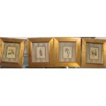Four small gilt framed prints