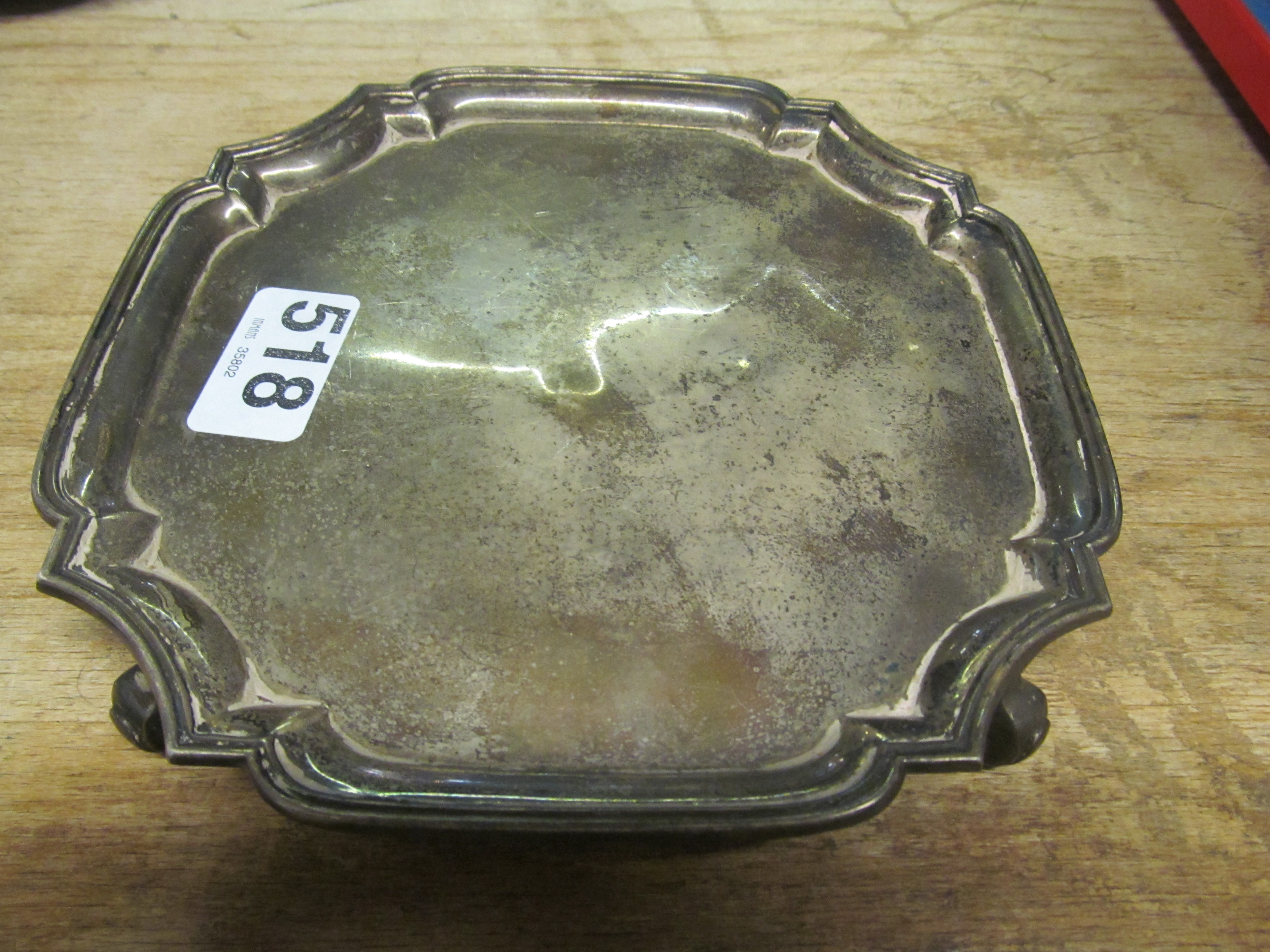 Small silver salver (a/f)