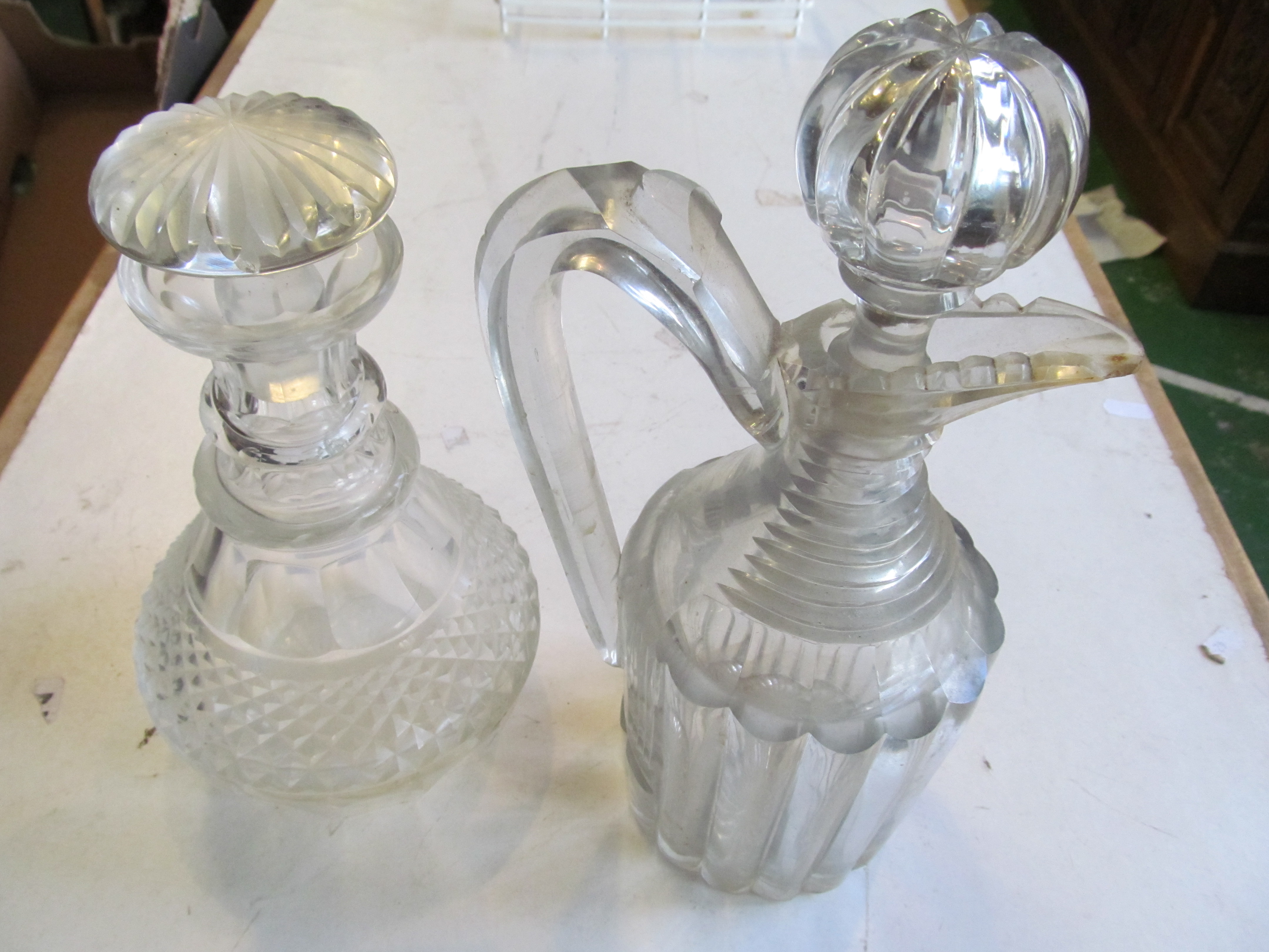 A 19th Century decanter and a decanter jug.