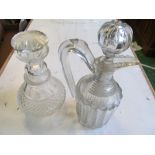 A 19th Century decanter and a decanter jug.
