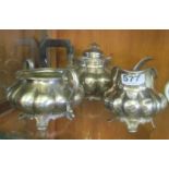 A melon shape three piece teaset