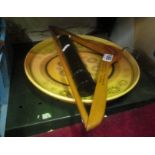 A Franciscan platter, named coat hanger and cased brushes
