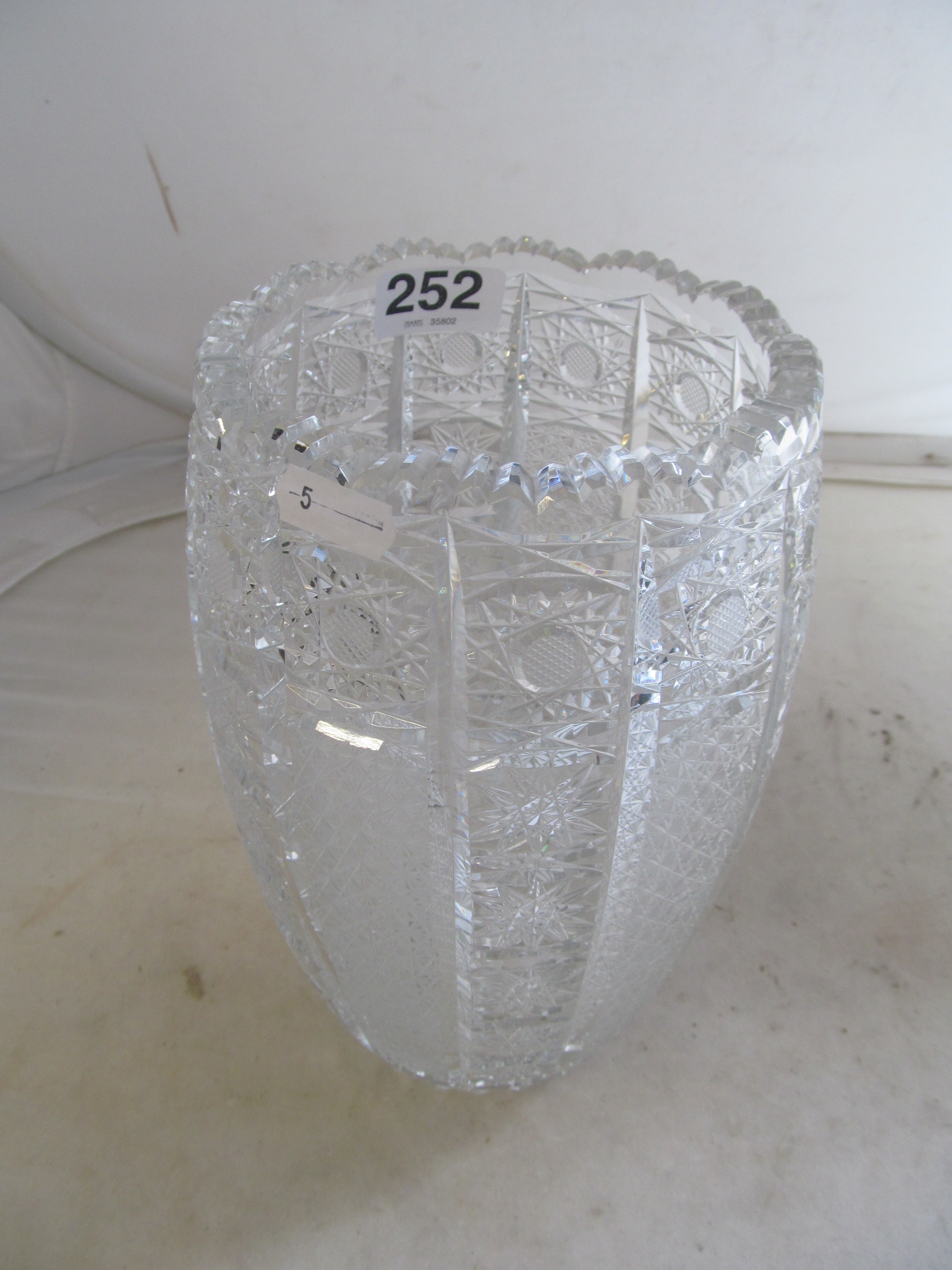 A large cut glass vase