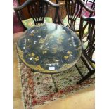 A 19th Century lacquer table mother of pearl inlaid top oriental scene