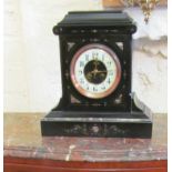 A black marble clock with 8 day striking movement, W Gadsby Lincoln
