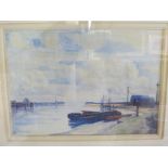 ARTHUR GERALD ACKERMAN - 'Walberswick' Southwold Harbour from the Walberswick Bank watercolour, 9