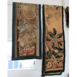 Two antique tapestry columns and another